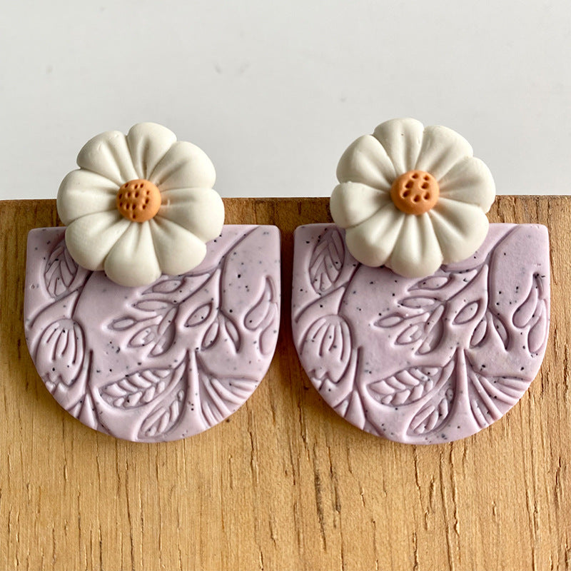 Geometry Flower Polymer Clay Earrings E6839