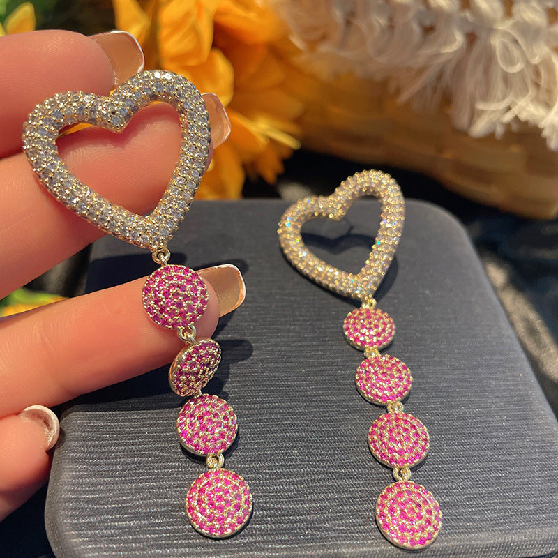 Heart Chain Cubic Zirconia Earrings E6868