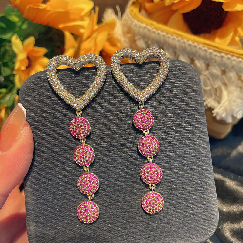 Heart Chain Cubic Zirconia Earrings E6868