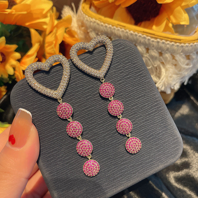 Heart Chain Cubic Zirconia Earrings E6868