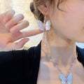 Butterfly Cubic Zirconia Tassel Earrings E6875