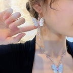 Butterfly Cubic Zirconia Tassel Earrings E6875