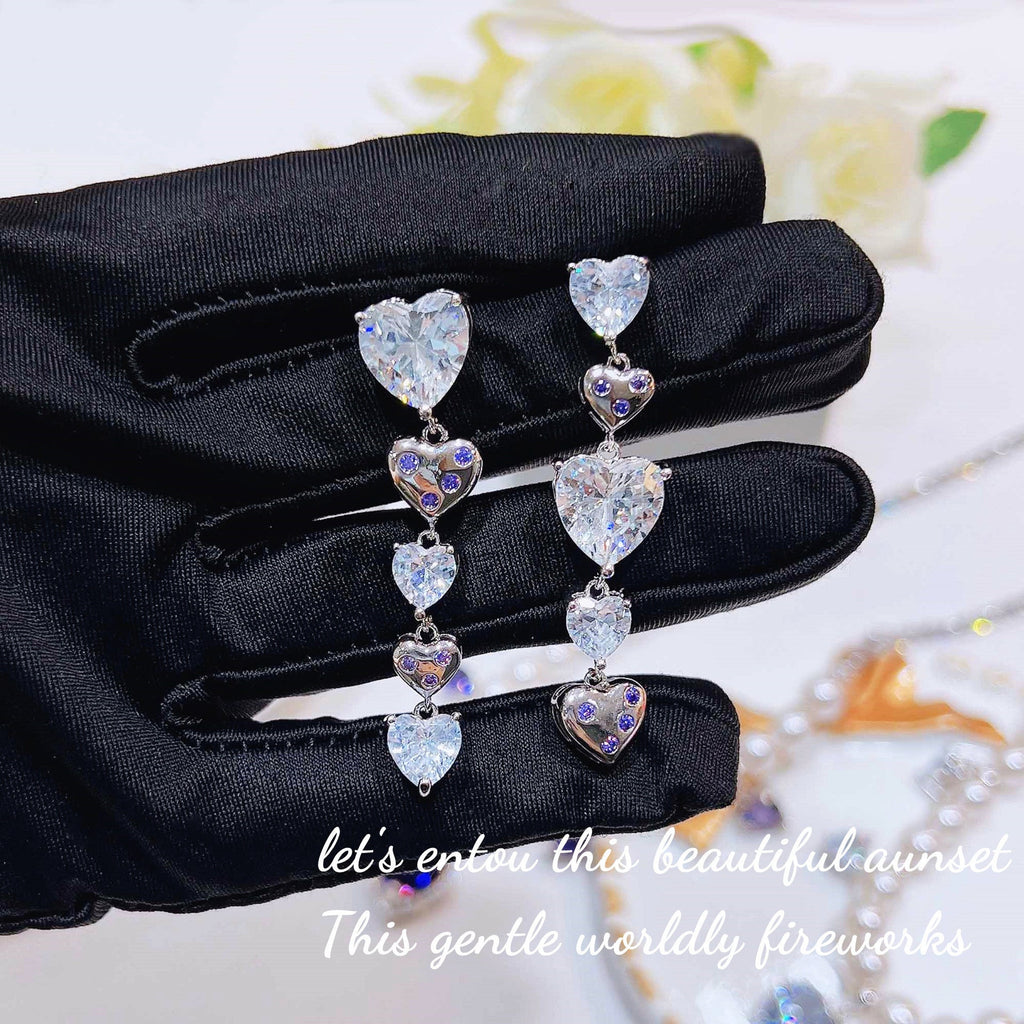 Heart Chain Cubic Zirconia Earrings E6878