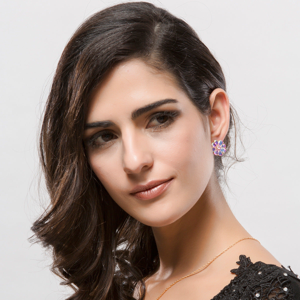 Flower Cubic Zirconia Stud Earrings E6937