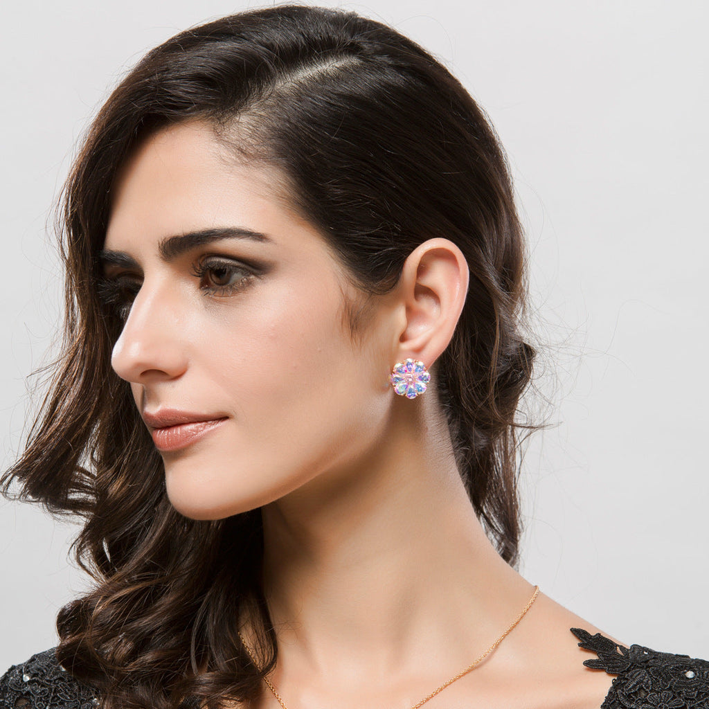 Flower Cubic Zirconia Stud Earrings E6937