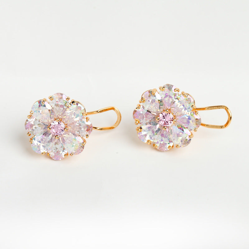 Flower Cubic Zirconia Stud Earrings E6937