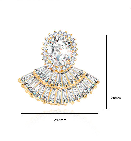 Sector Shaped Cubic Zirconia Earrings E6938
