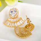 Sector Shaped Cubic Zirconia Earrings E6938