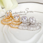 Sector Shaped Cubic Zirconia Earrings E6938