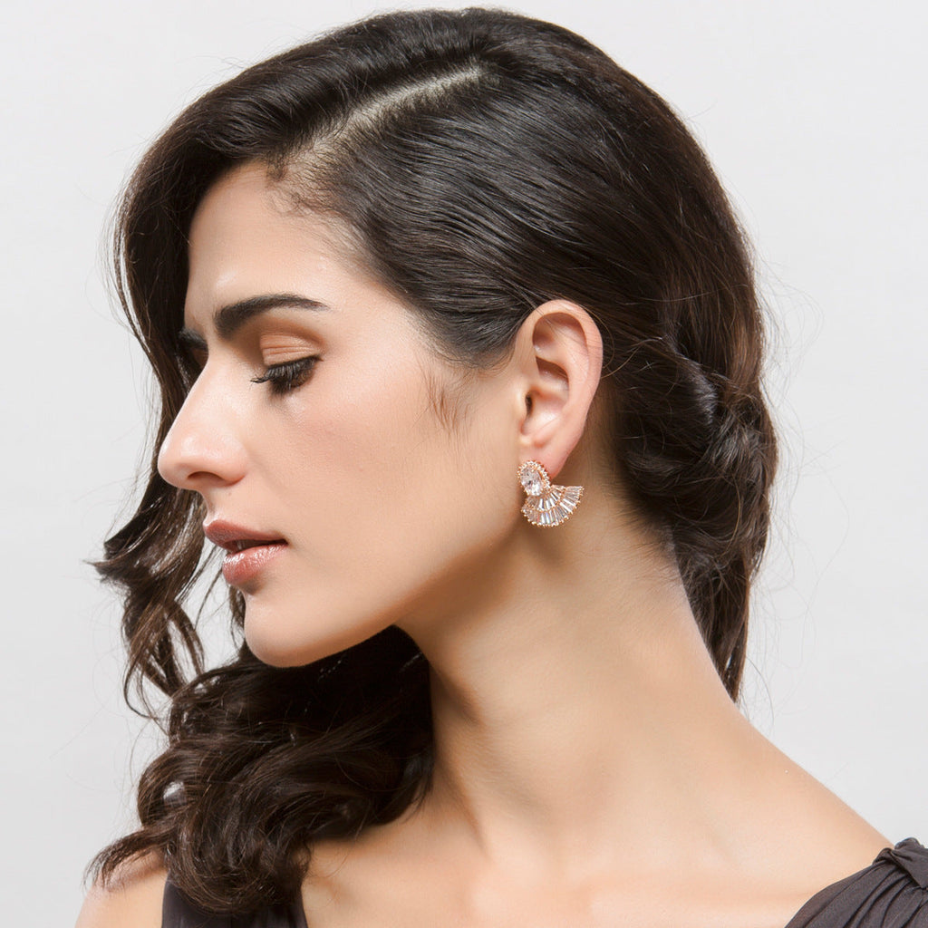 Sector Shaped Cubic Zirconia Earrings E6938