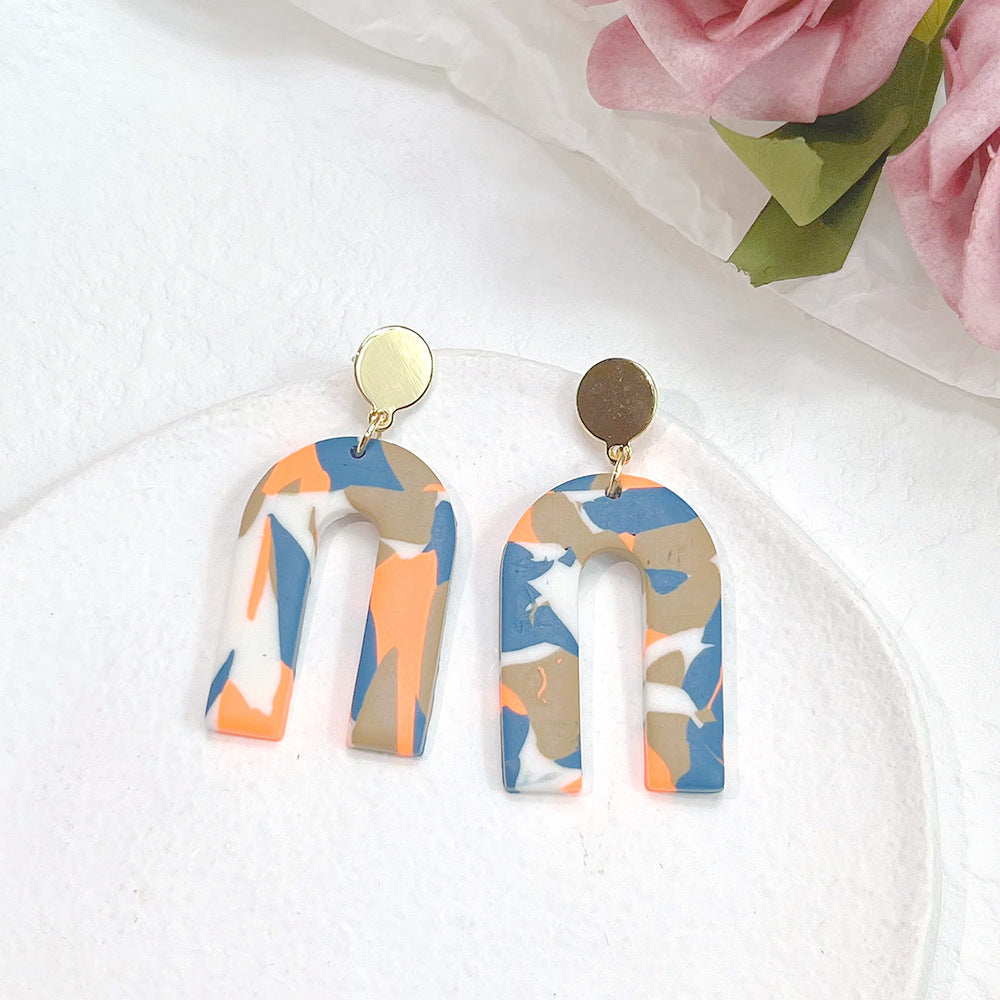 U Shaped Polymer Clay Earrings E6976