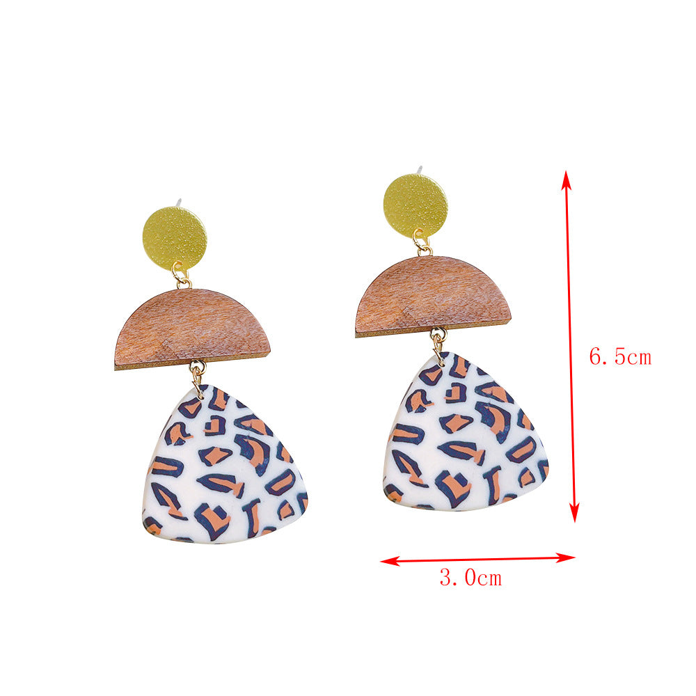 Geometry Animal Printed Polymer Clay Earrings E6977