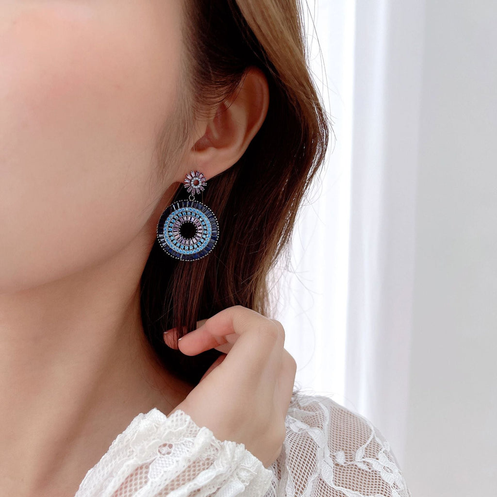 Circle Cubic Zirconia Earrings E7021