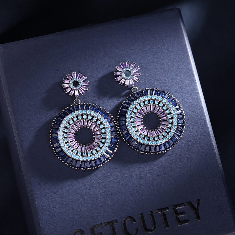 Circle Cubic Zirconia Earrings E7021