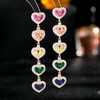 Heart Cubic Zirconia Chain Earrings E7024