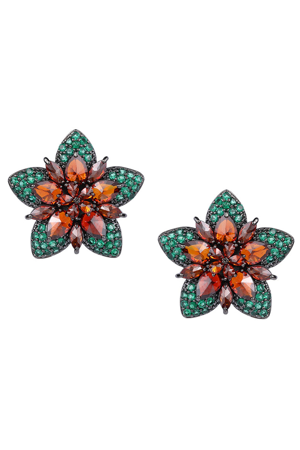 Floral Cubic Zirconia Stud Earrings E7025