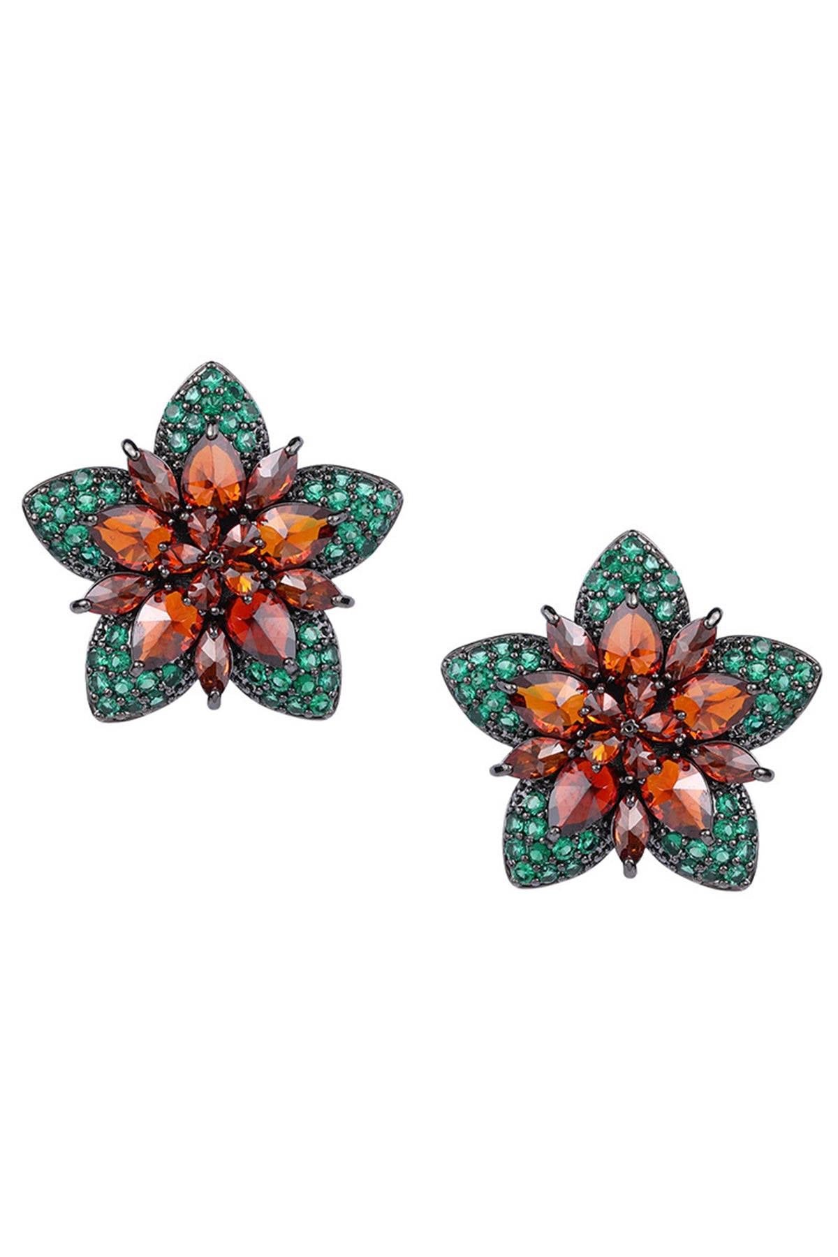 Floral Cubic Zirconia Stud Earrings E7025