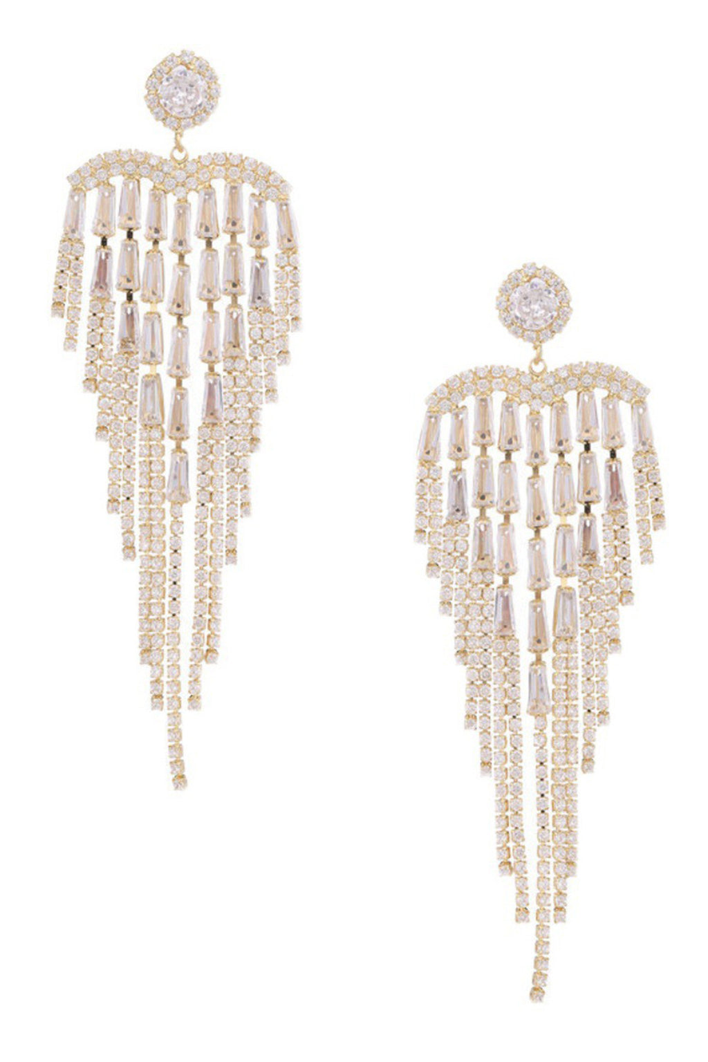 Heart Cubic Zirconia Tassel Earrings E7027