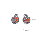 Peacock Cubic Zirconia Stud Earrings E7028