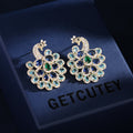 Peacock Cubic Zirconia Stud Earrings E7028