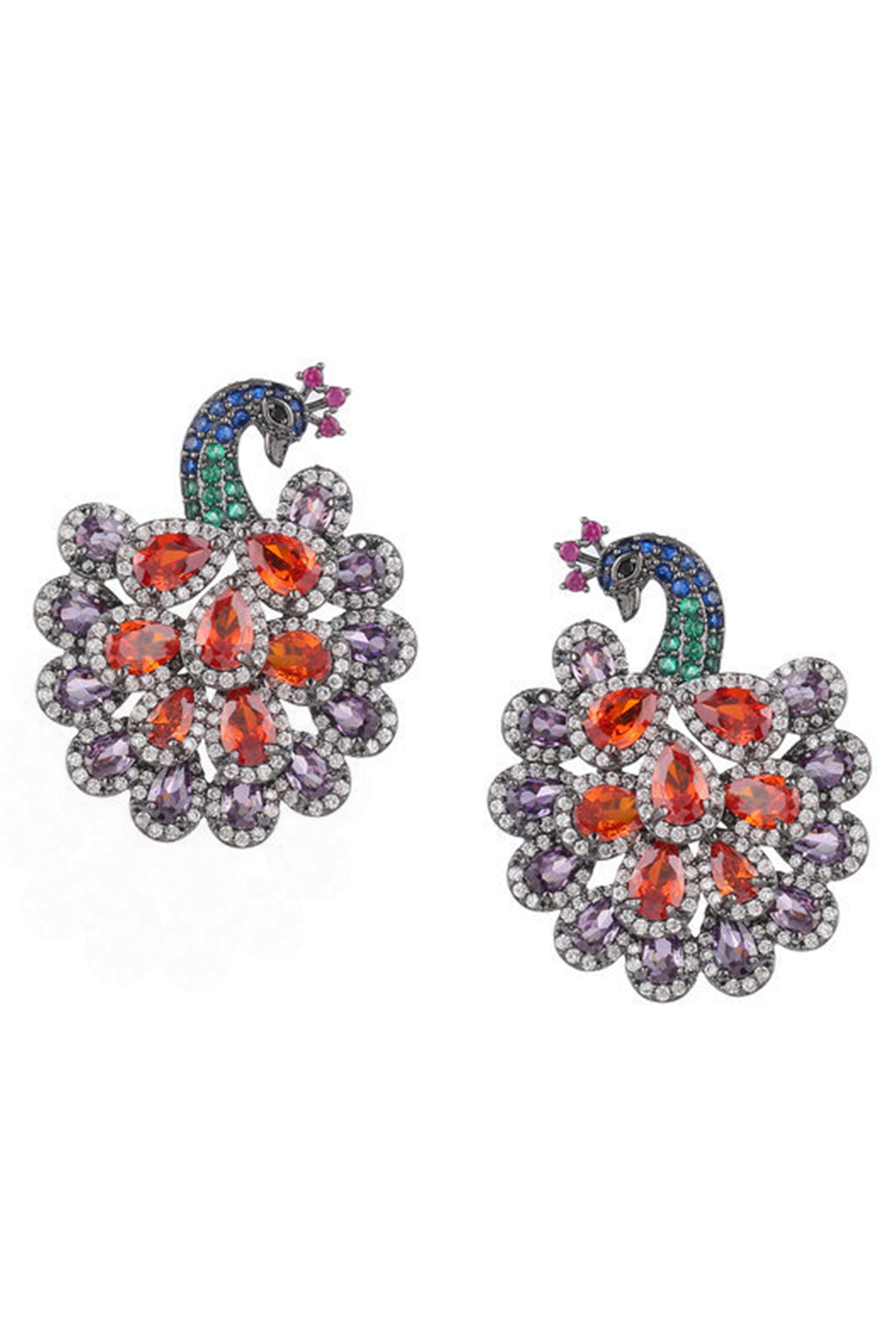 Peacock Cubic Zirconia Stud Earrings E7028
