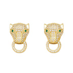 Leopard Head Cubic Zirconia Stud Earrings E7175