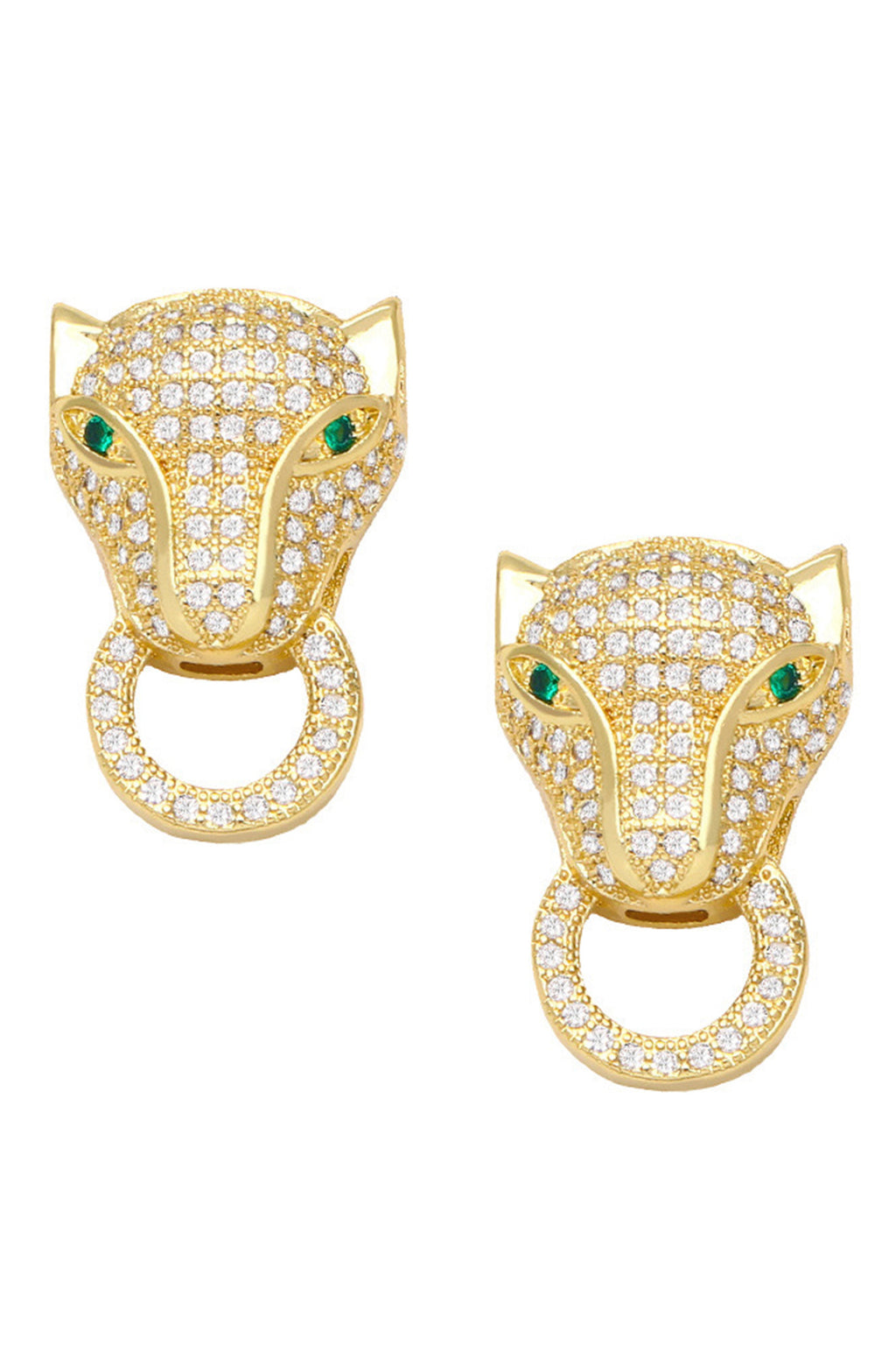 Leopard Head Cubic Zirconia Stud Earrings E7175