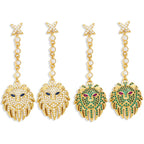 Lion Head Cubic Zirconia Earrings E7176