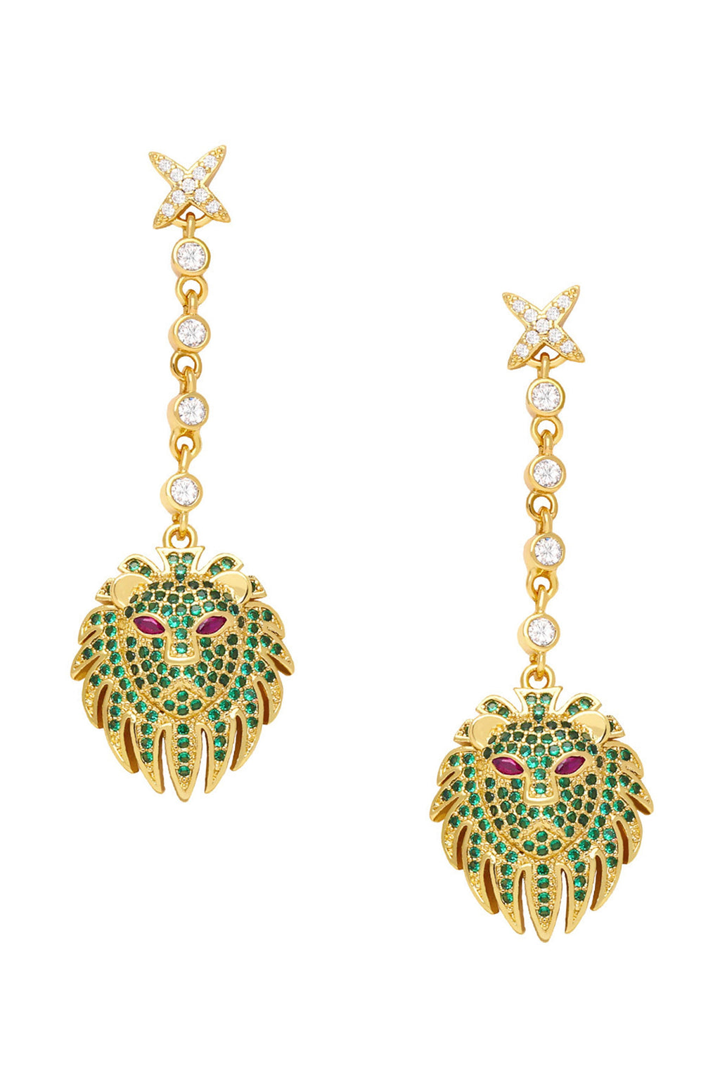 Lion Head Cubic Zirconia Earrings E7176