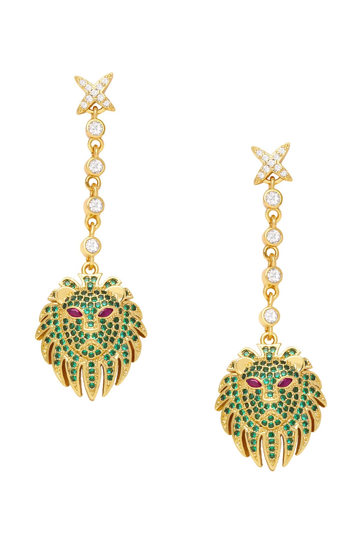 Lion Head Cubic Zirconia Earrings E7176