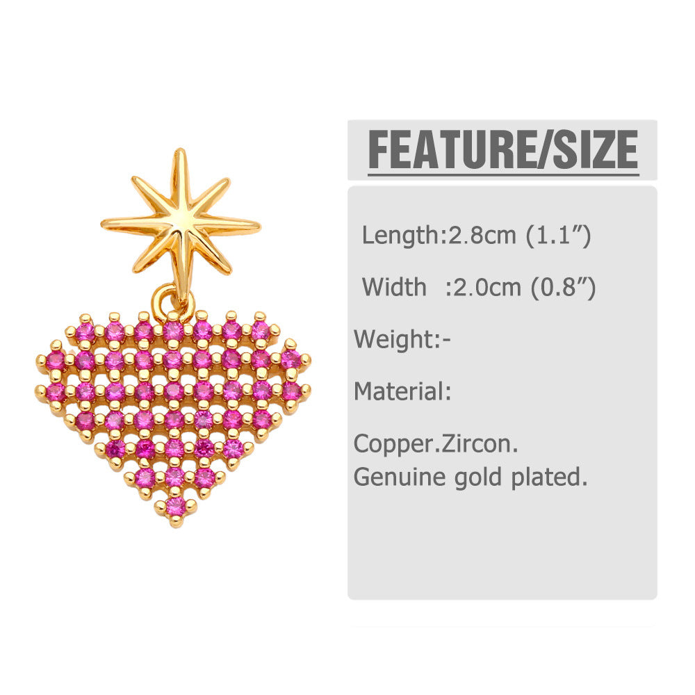 Heart Star Cubic Zirconia Earrings E7181
