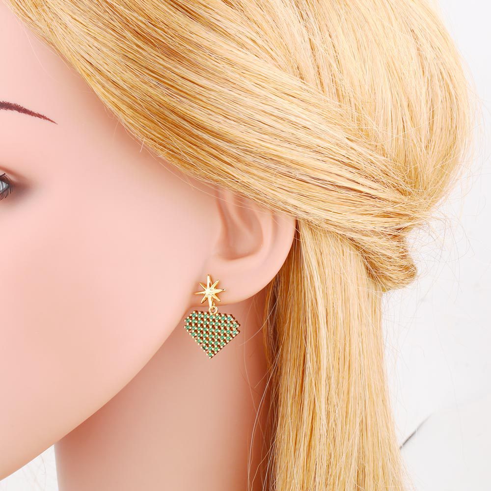 Heart Star Cubic Zirconia Earrings E7181