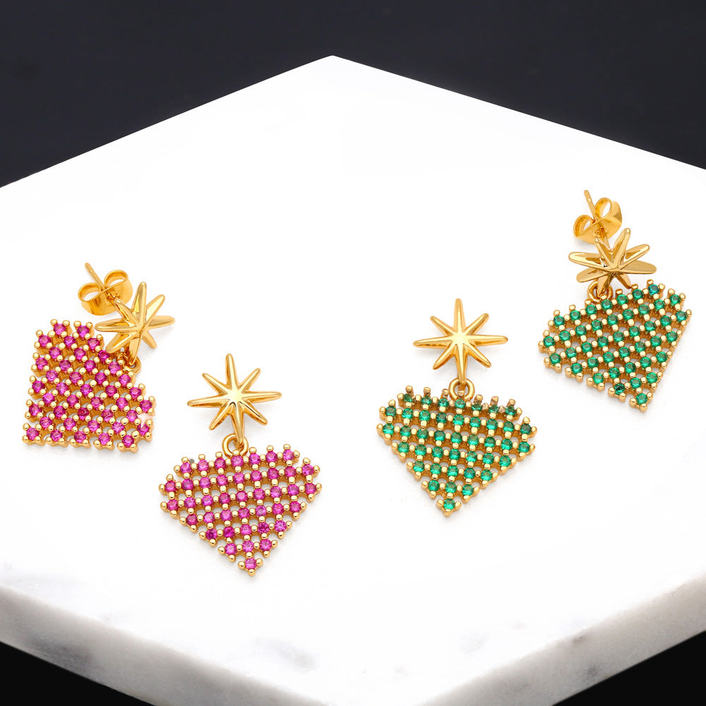 Heart Star Cubic Zirconia Earrings E7181