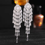 Floral Tassel Cubic Zirconia Earrings E7206