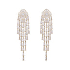 Floral Tassel Cubic Zirconia Earrings E7206