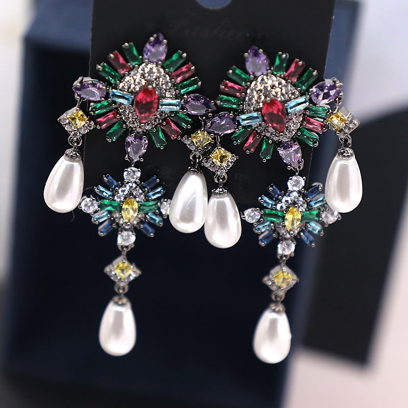 Baroque Pearl Cubic Zirconia Earrings E7217