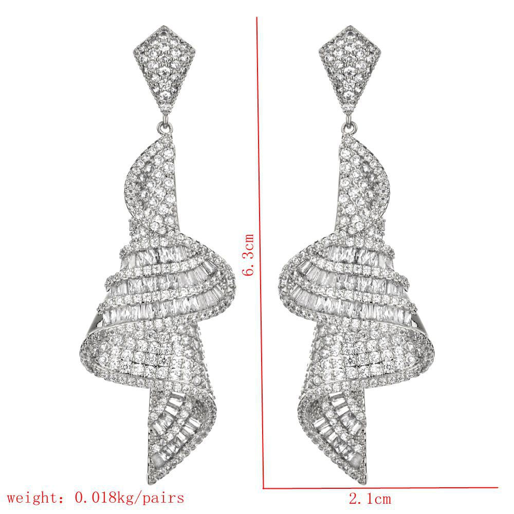 Geometric Spiral Cubic Zirconia Earrings E7226