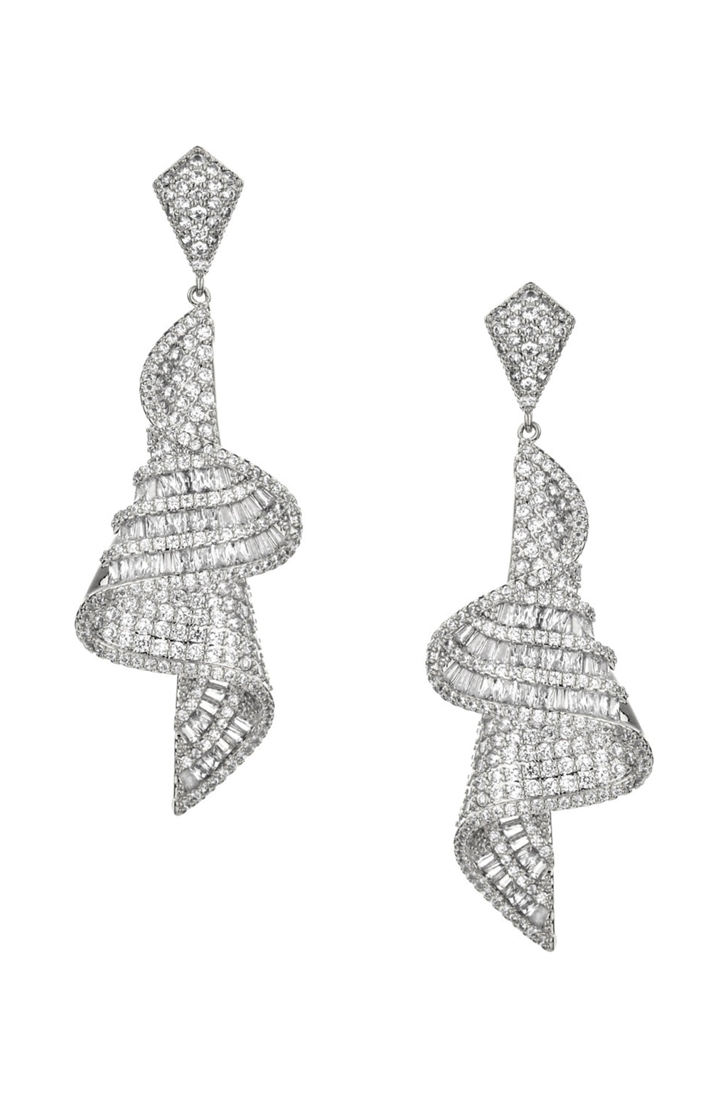 Geometric Spiral Cubic Zirconia Earrings E7226