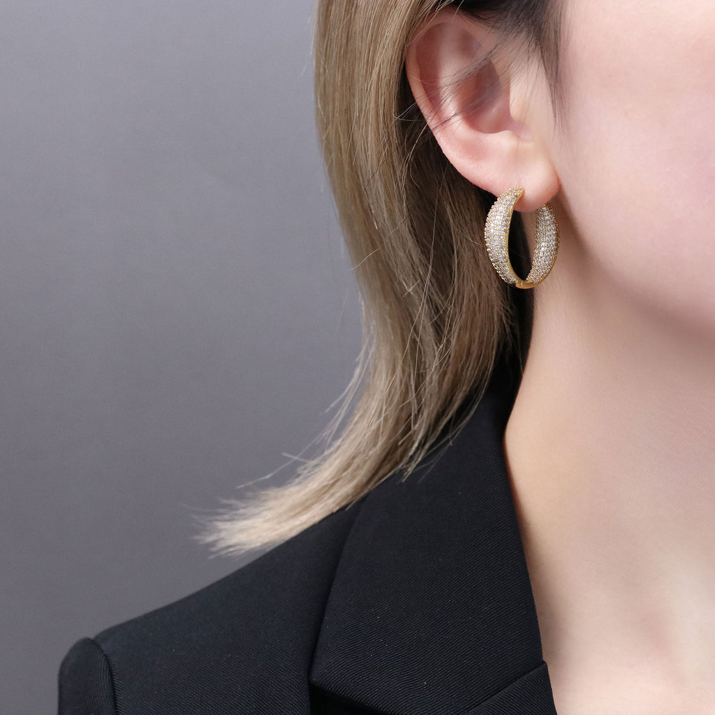 Cubic Zirconia Hoop Earrings E7228