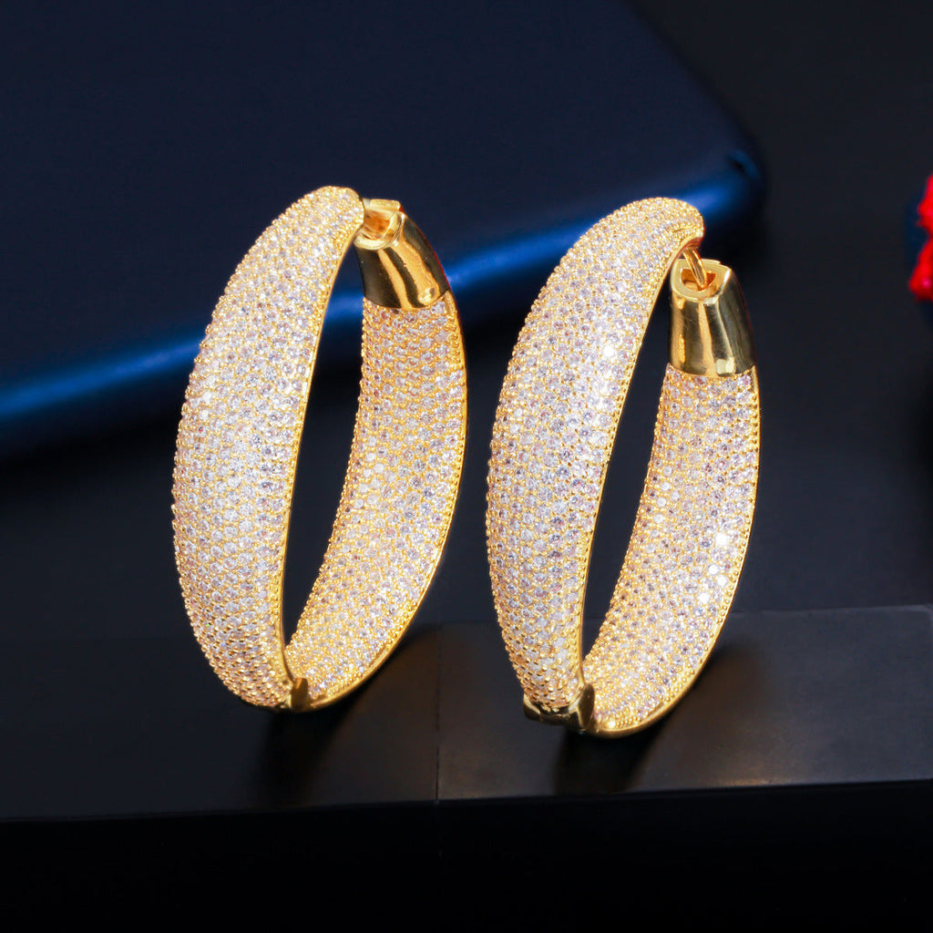 Cubic Zirconia Hoop Earrings E7228