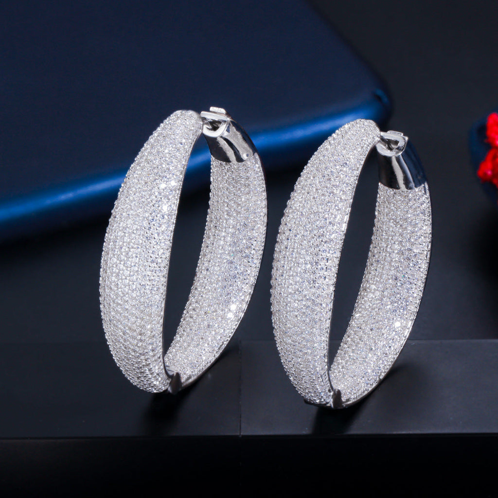 Cubic Zirconia Hoop Earrings E7228