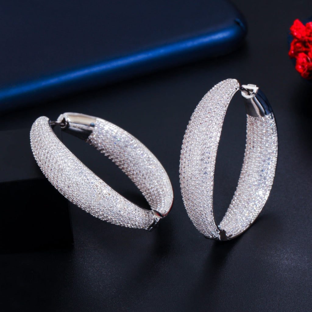 Cubic Zirconia Hoop Earrings E7228
