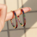 Multicolor Cubic Zirconia Hoop Earrings E7229