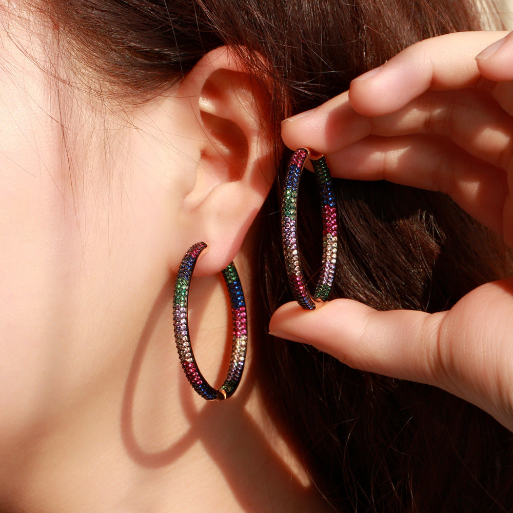 Multicolor Cubic Zirconia Hoop Earrings E7229