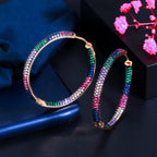 Multicolor Cubic Zirconia Hoop Earrings E7229