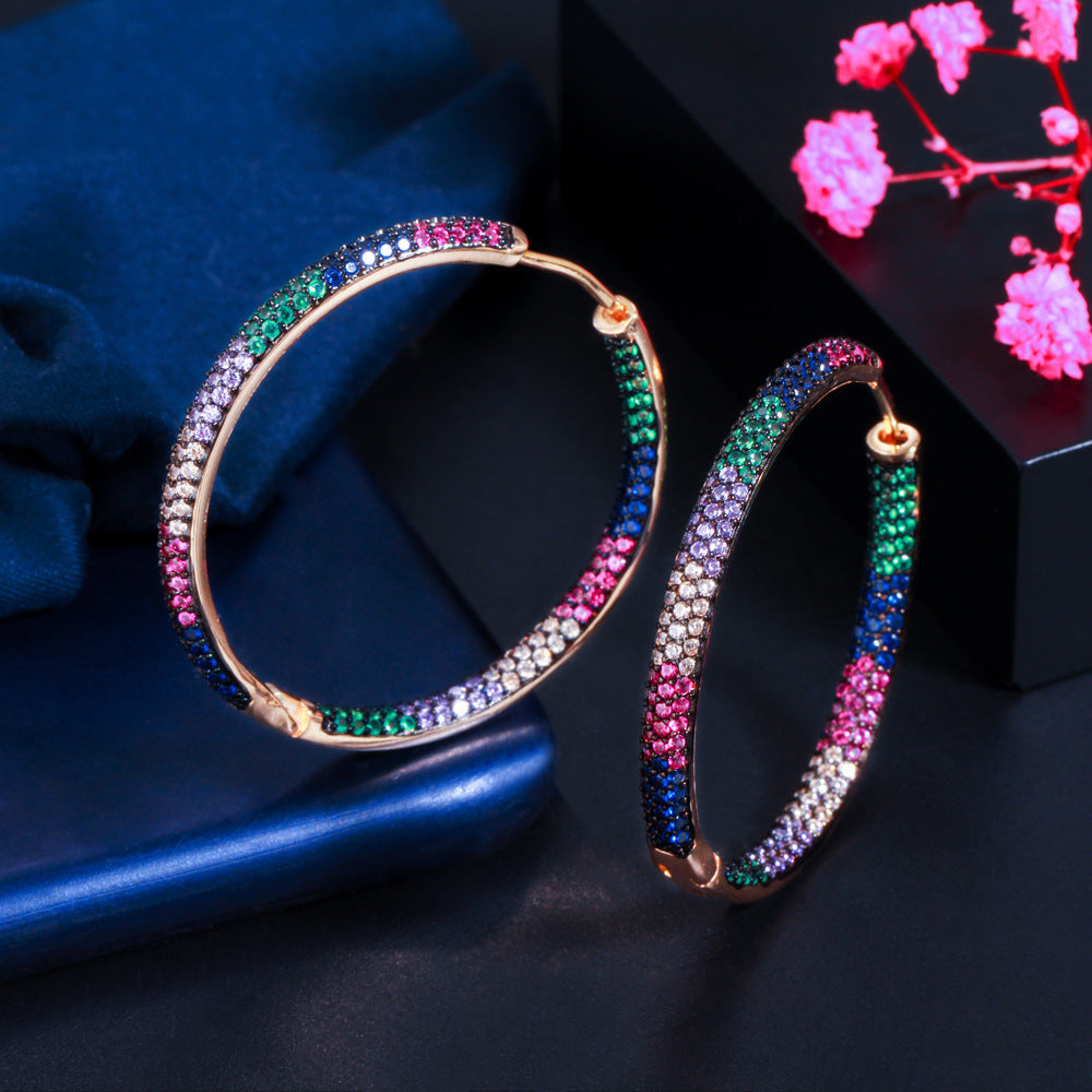 Multicolor Cubic Zirconia Hoop Earrings E7229