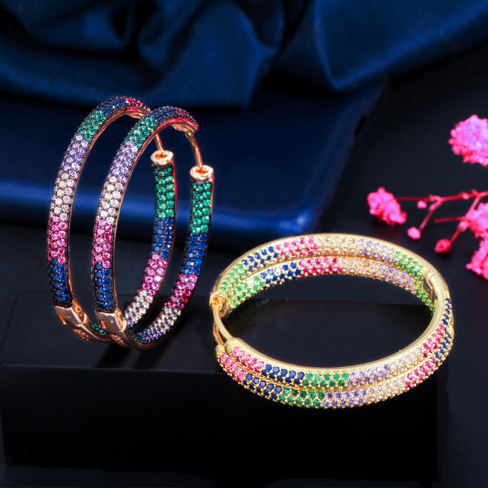 Multicolor Cubic Zirconia Hoop Earrings E7229