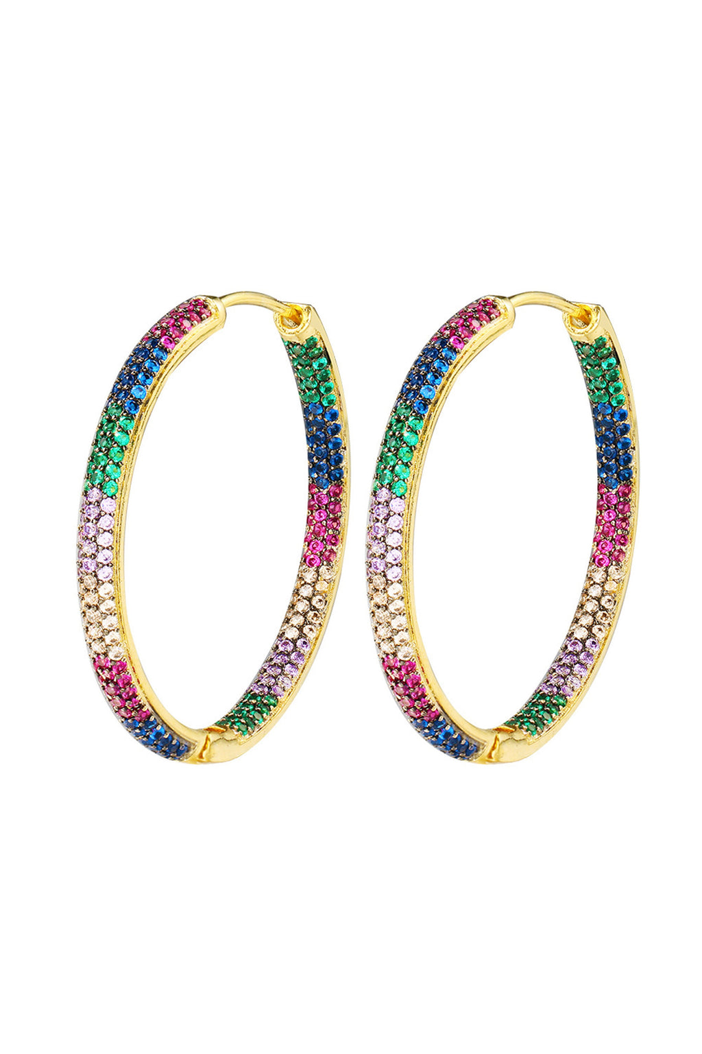 Multicolor Cubic Zirconia Hoop Earrings E7229