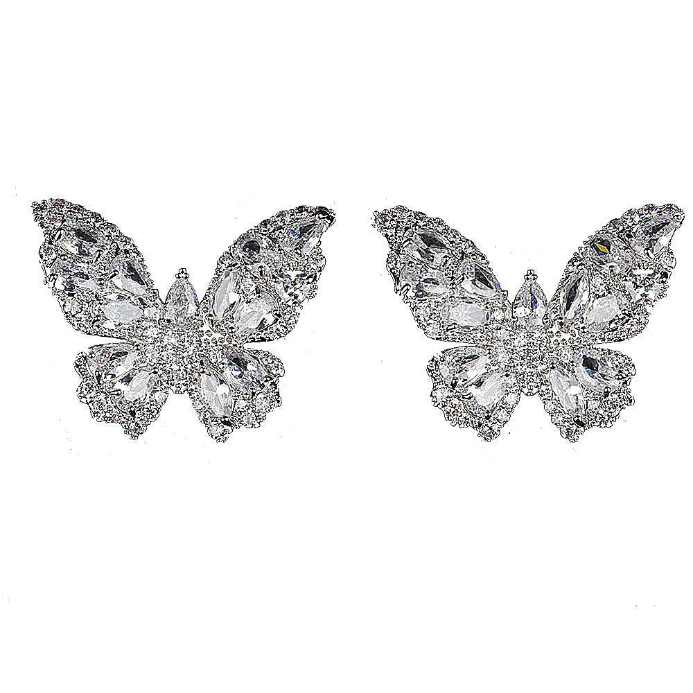Butterfly Cubic Zirconia Stud Earrings E7234