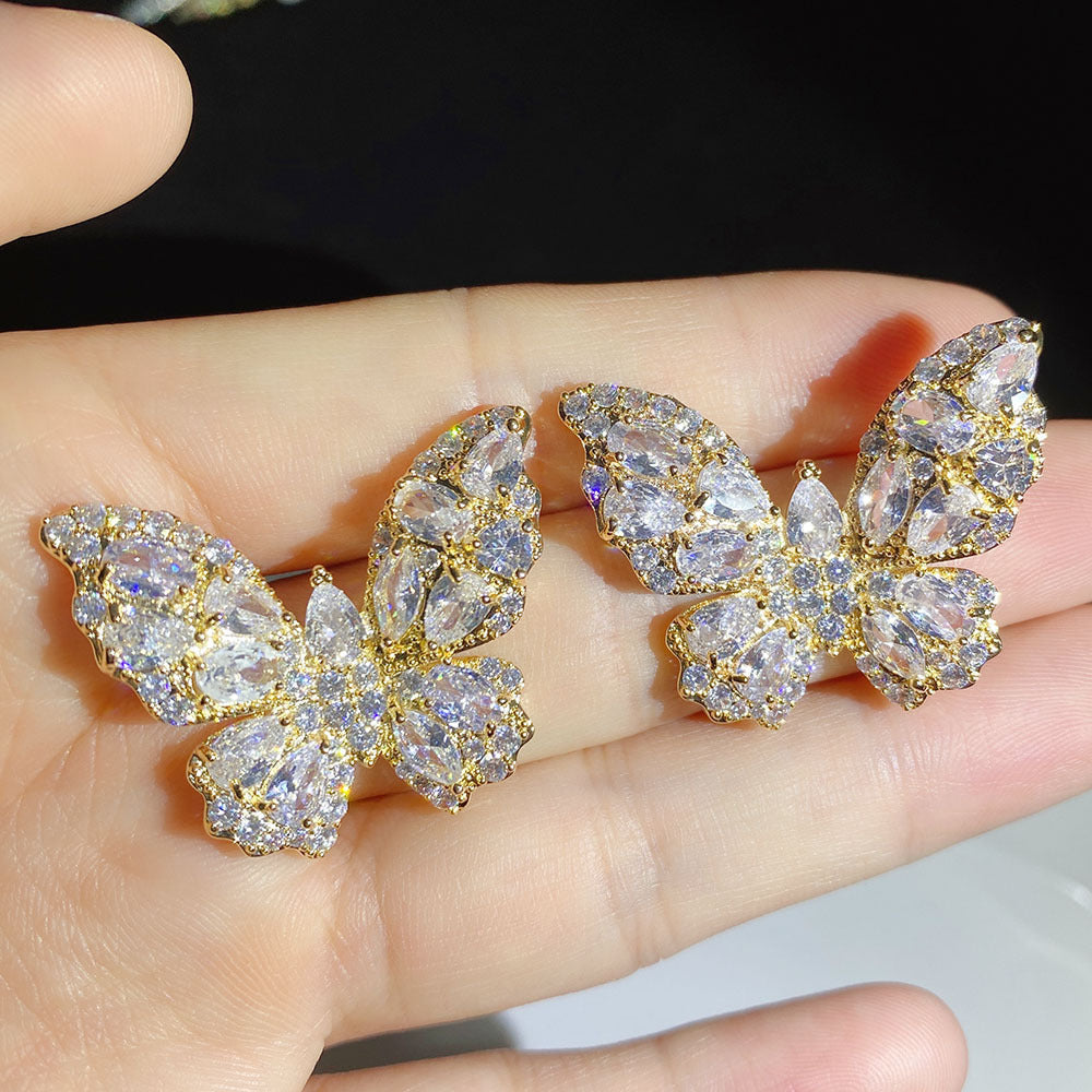 Butterfly Cubic Zirconia Stud Earrings E7234